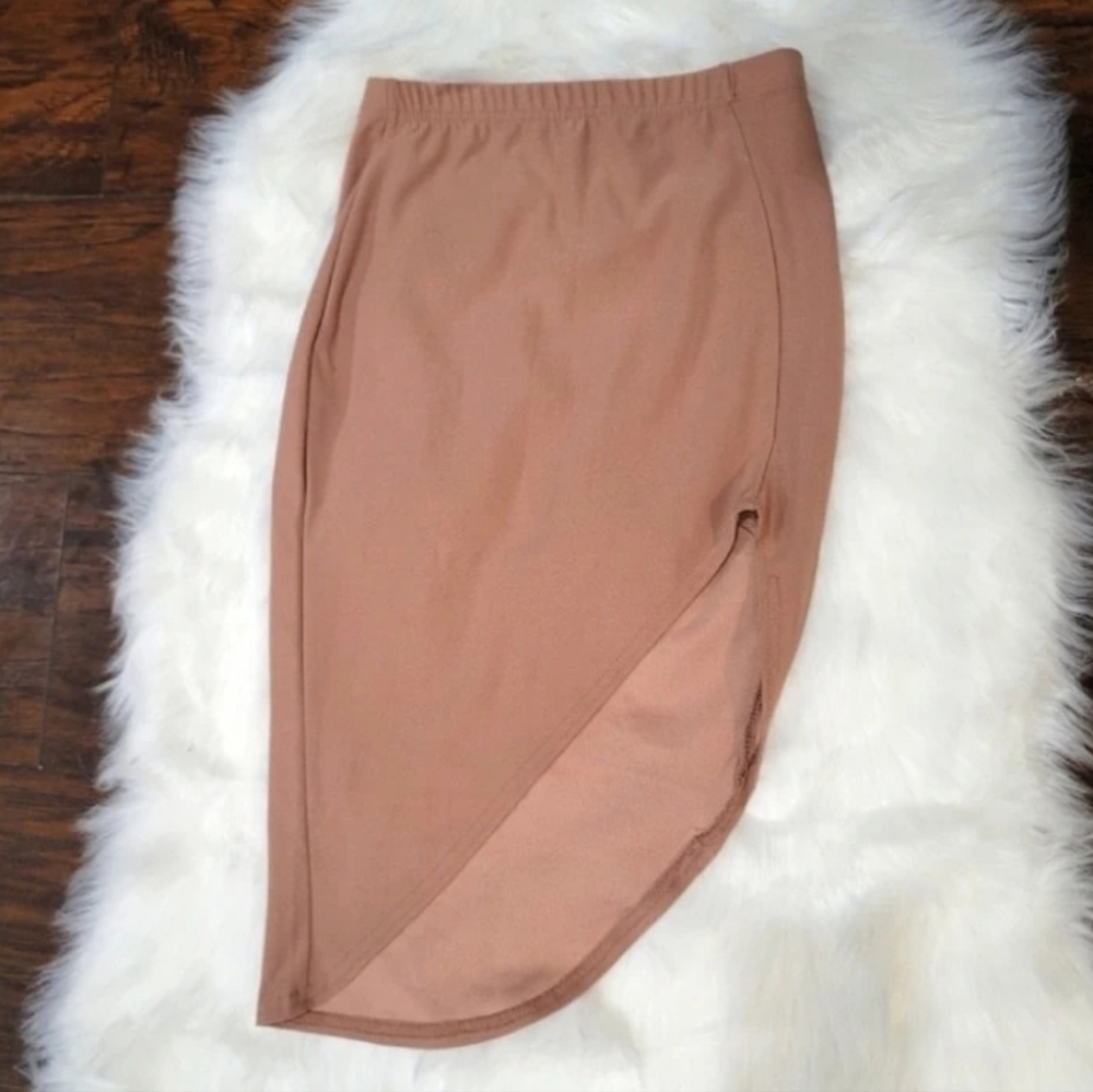 Boohoo Asymmetrical Tan Skirt